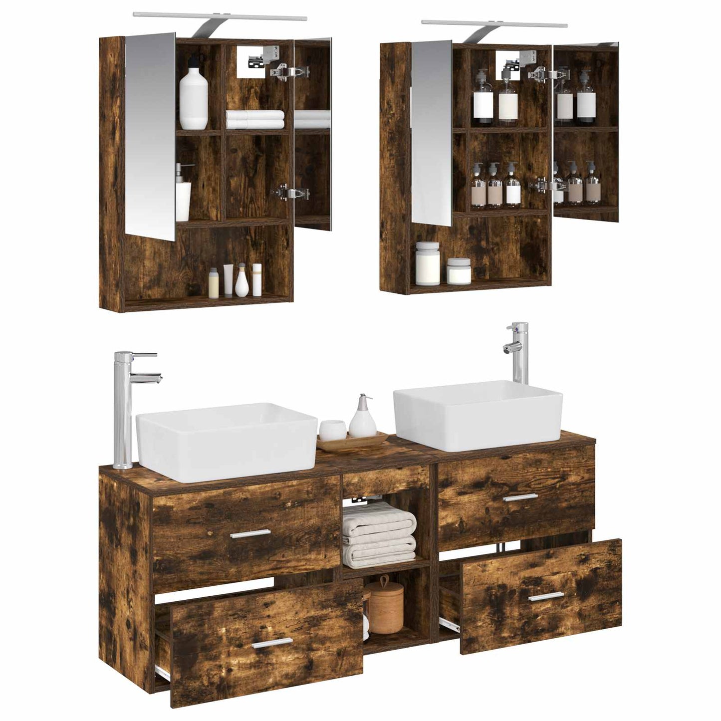 vidaXL Bathroom Furniture Set 5 pcs Smoked Oak