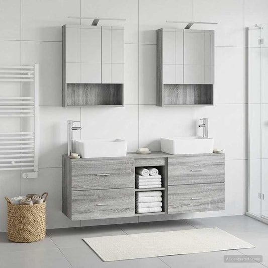 vidaXL Bathroom Furniture Set 5 pcs Grey Sonoma