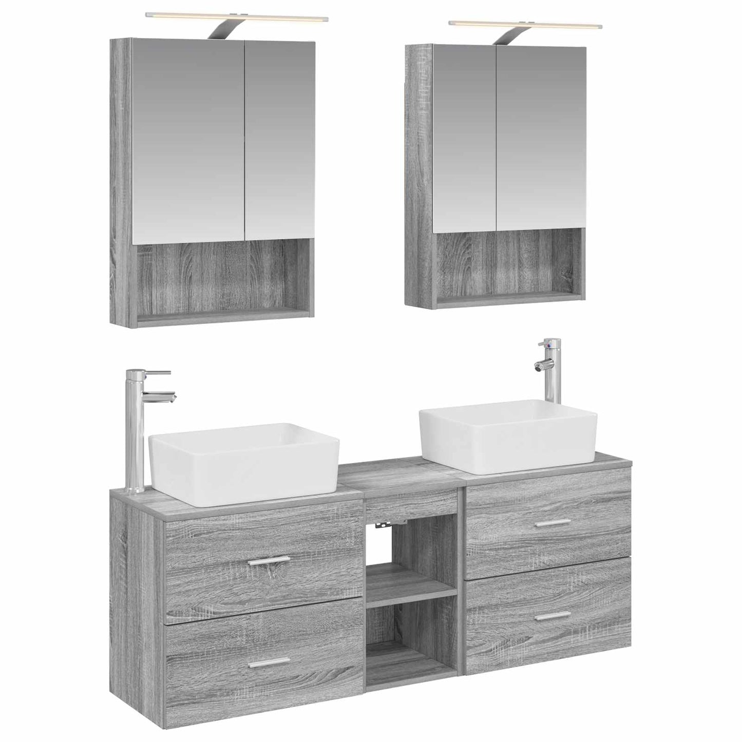 vidaXL Bathroom Furniture Set 5 pcs Grey Sonoma