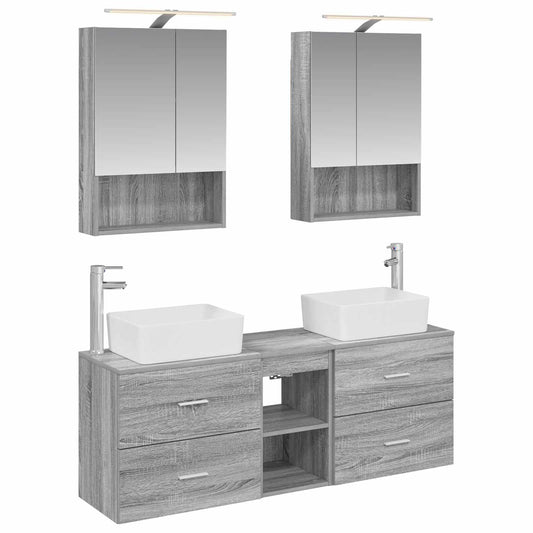 vidaXL Bathroom Furniture Set 5 pcs Grey Sonoma