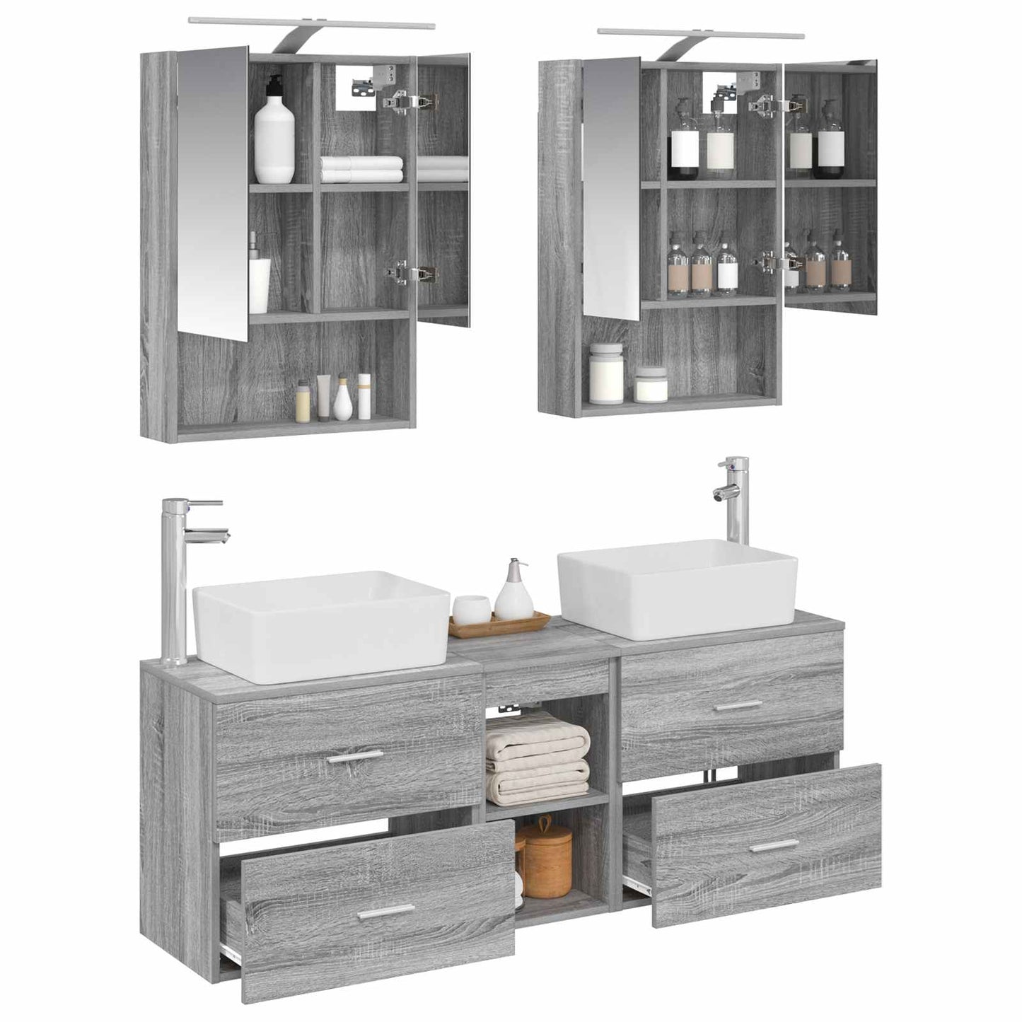 vidaXL Bathroom Furniture Set 5 pcs Grey Sonoma