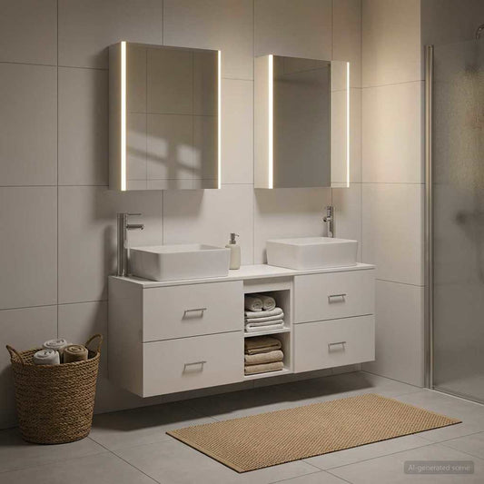 vidaXL Bathroom Furniture Set 5 pcs White Engineered Wood and Glass