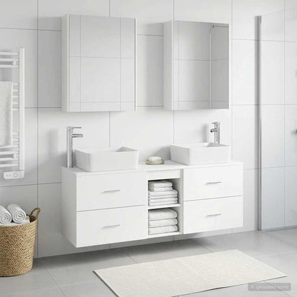 vidaXL Bathroom Furniture Set 5 pcs White Engineered Wood and Glass