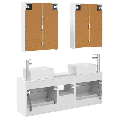 vidaXL Bathroom Furniture Set 5 pcs White Engineered Wood and Glass