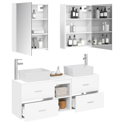 vidaXL Bathroom Furniture Set 5 pcs White Engineered Wood and Glass