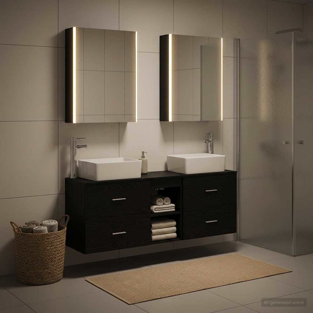 vidaXL Bathroom Furniture Set 5 pcs Black Oak