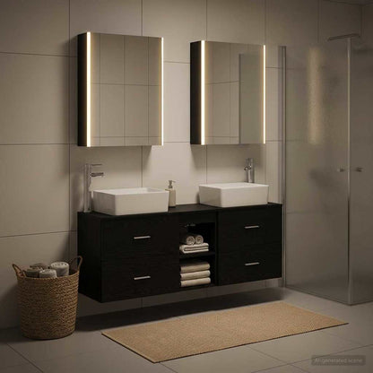 vidaXL Bathroom Furniture Set 5 pcs Black Oak