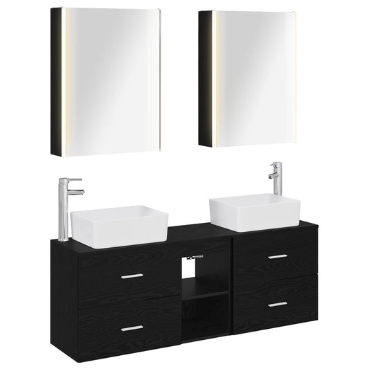 vidaXL Bathroom Furniture Set 5 pcs Black Oak