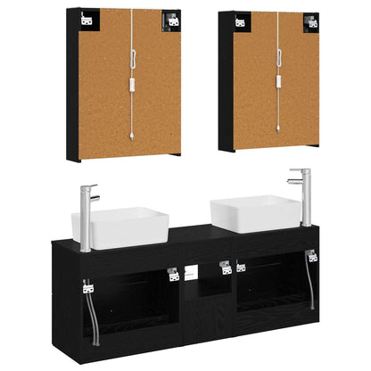 vidaXL Bathroom Furniture Set 5 pcs Black Oak