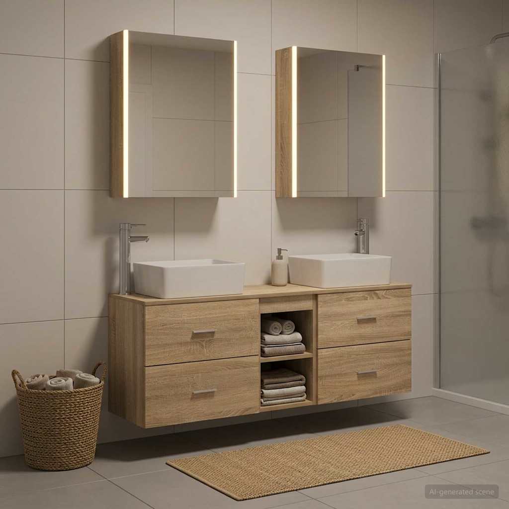 vidaXL Bathroom Furniture Set 5 pcs Sonoma Oak