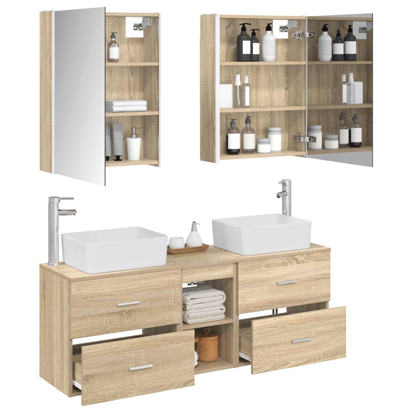 vidaXL Bathroom Furniture Set 5 pcs Sonoma Oak