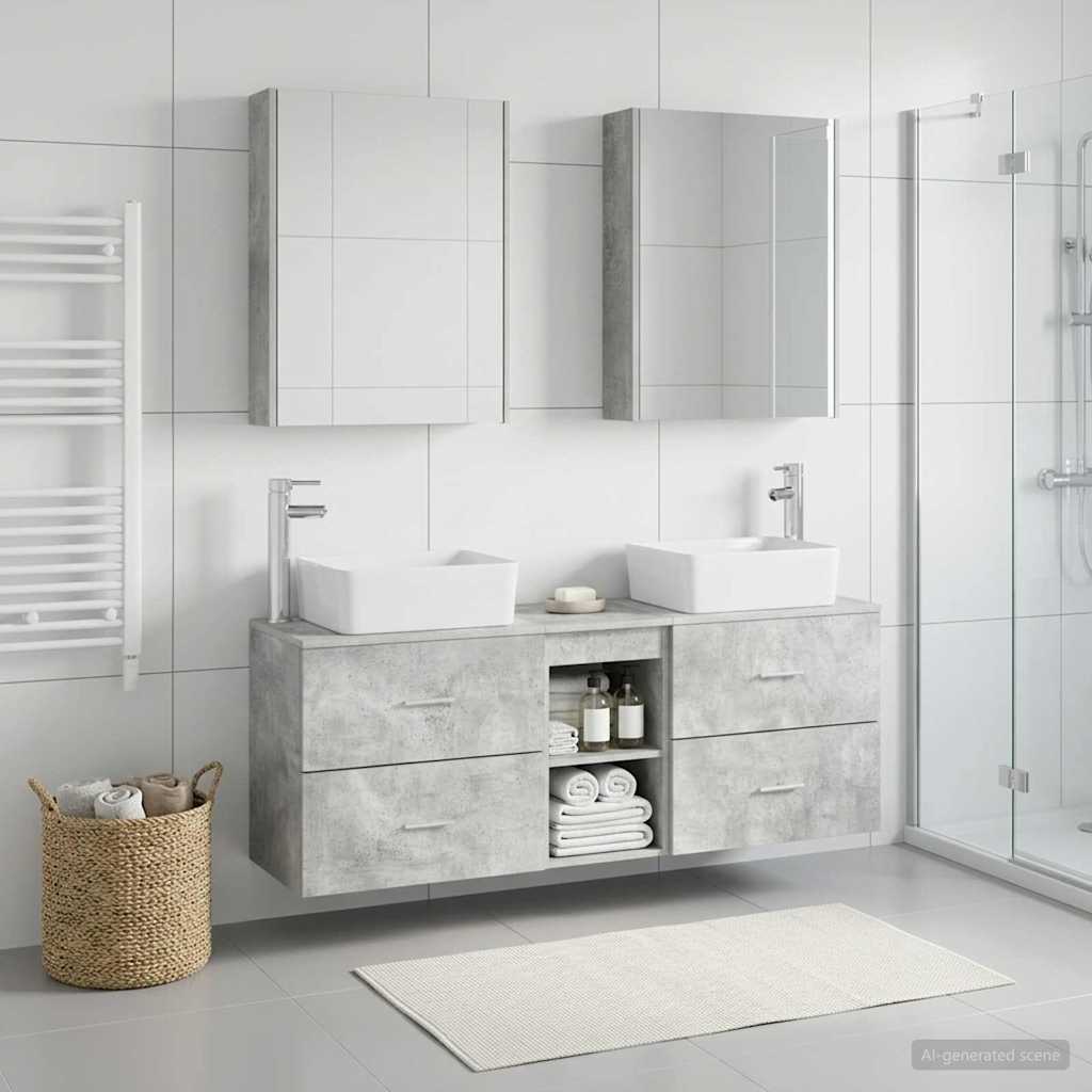 vidaXL Bathroom Furniture Set 5 pcs Concrete Grey