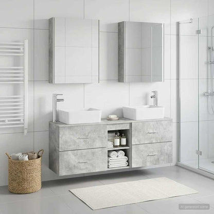 vidaXL Bathroom Furniture Set 5 pcs Concrete Grey