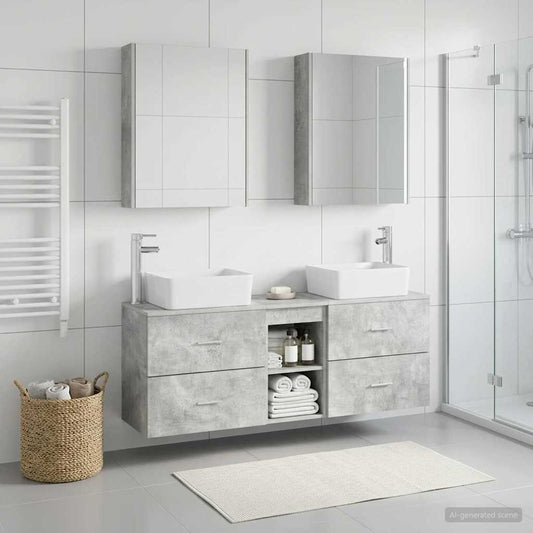 vidaXL Bathroom Furniture Set 5 pcs Concrete Grey
