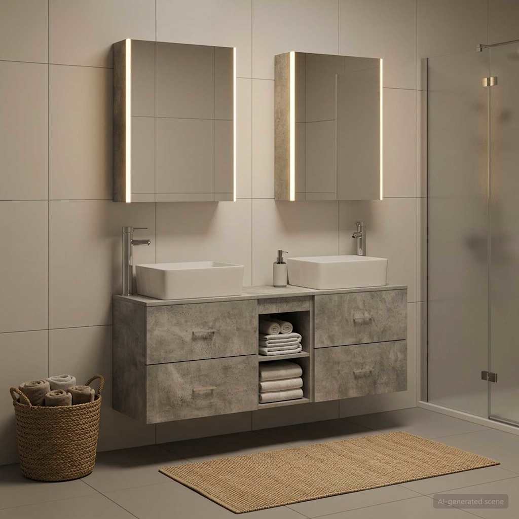 vidaXL Bathroom Furniture Set 5 pcs Concrete Grey