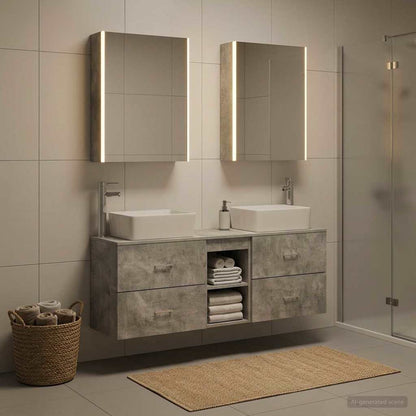vidaXL Bathroom Furniture Set 5 pcs Concrete Grey