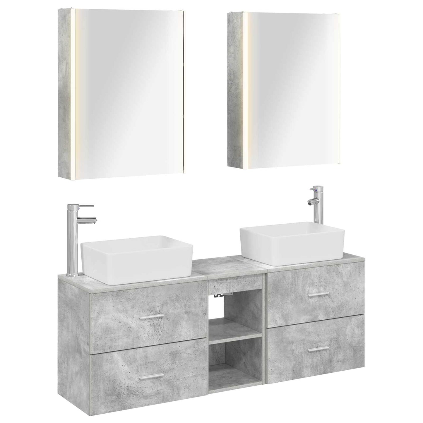 vidaXL Bathroom Furniture Set 5 pcs Concrete Grey
