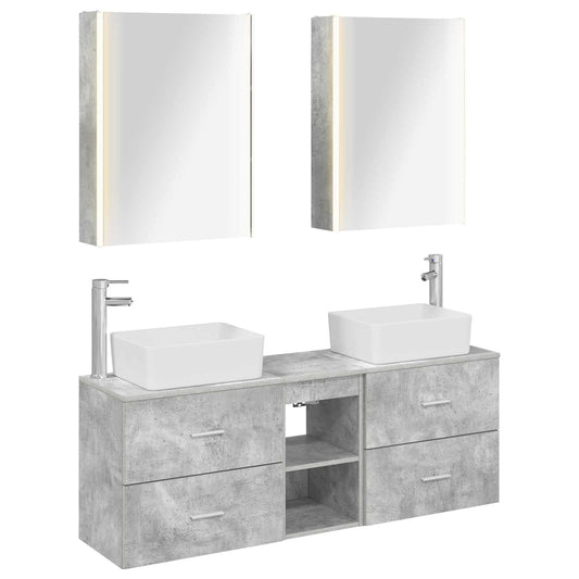 vidaXL Bathroom Furniture Set 5 pcs Concrete Grey