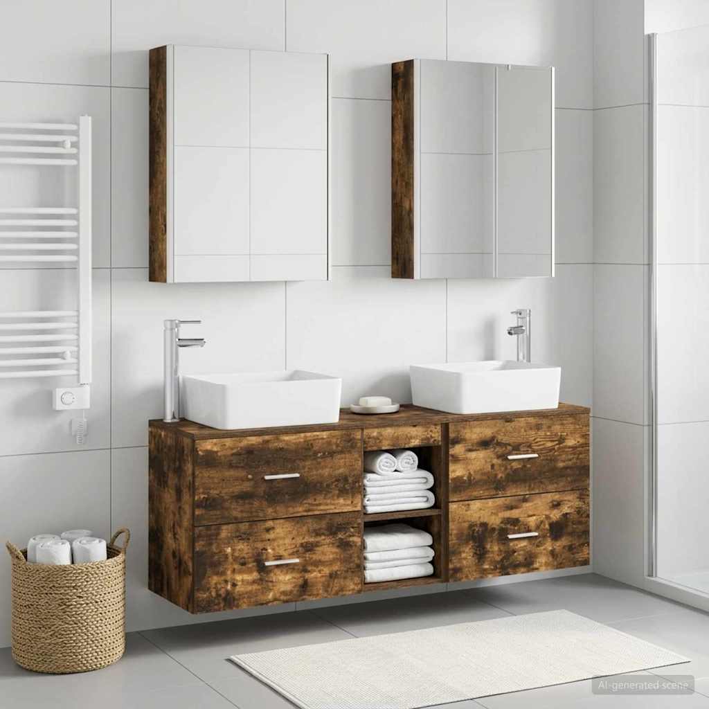 vidaXL Bathroom Furniture Set 5 pcs Smoked Oak
