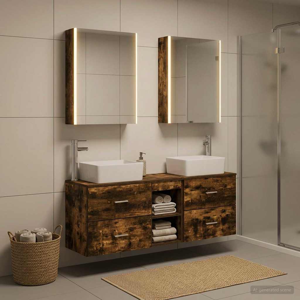 vidaXL Bathroom Furniture Set 5 pcs Smoked Oak