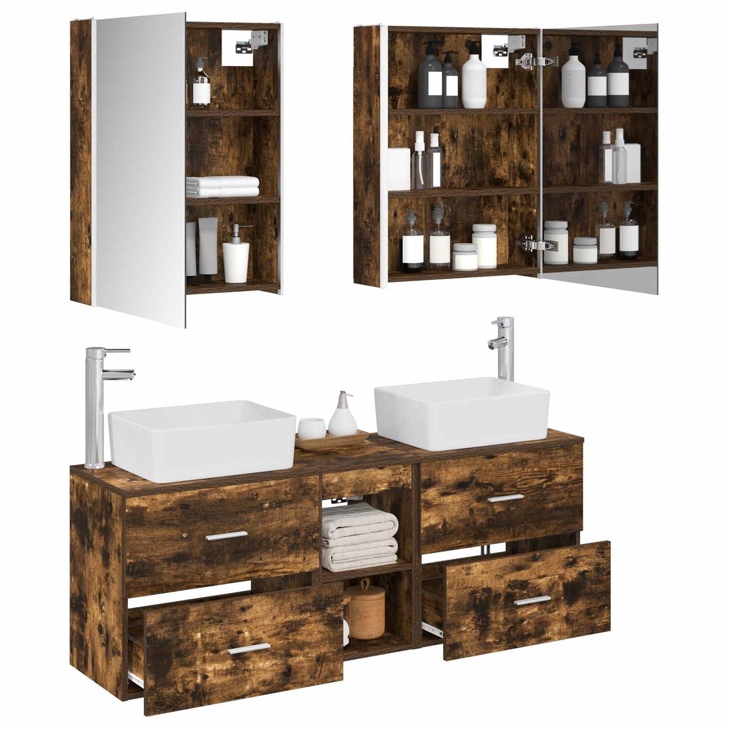 vidaXL Bathroom Furniture Set 5 pcs Smoked Oak
