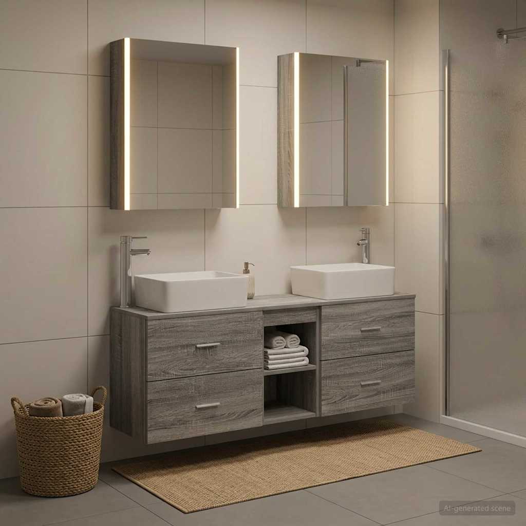 vidaXL Bathroom Furniture Set 5 pcs Grey Sonoma