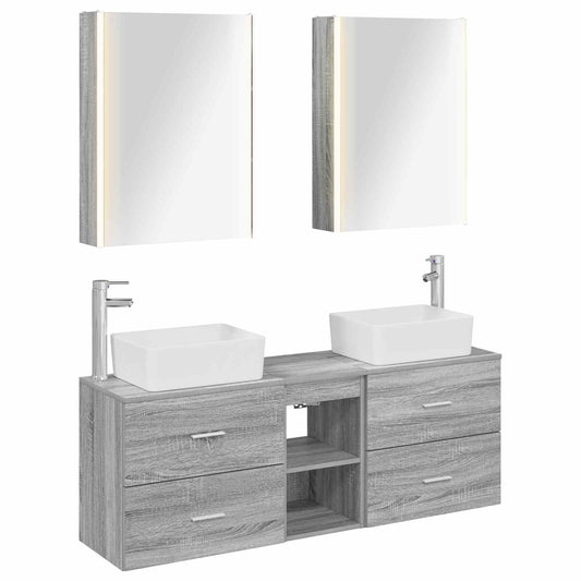 vidaXL Bathroom Furniture Set 5 pcs Grey Sonoma