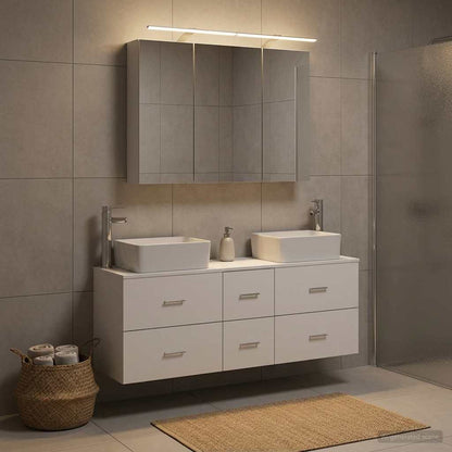 vidaXL Bathroom Furniture Set 4 pcs White Engineered Wood and Glass