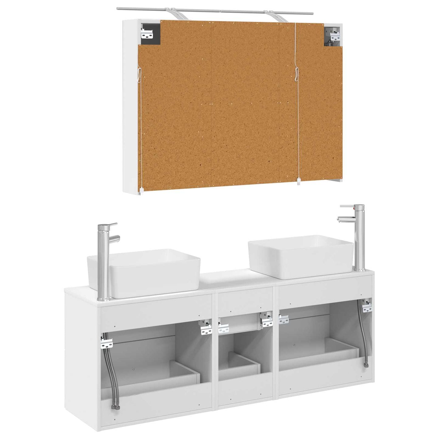 vidaXL Bathroom Furniture Set 4 pcs White Engineered Wood and Glass