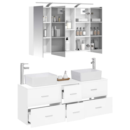 vidaXL Bathroom Furniture Set 4 pcs White Engineered Wood and Glass