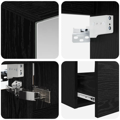 vidaXL Bathroom Furniture Set 4 pcs Black Oak