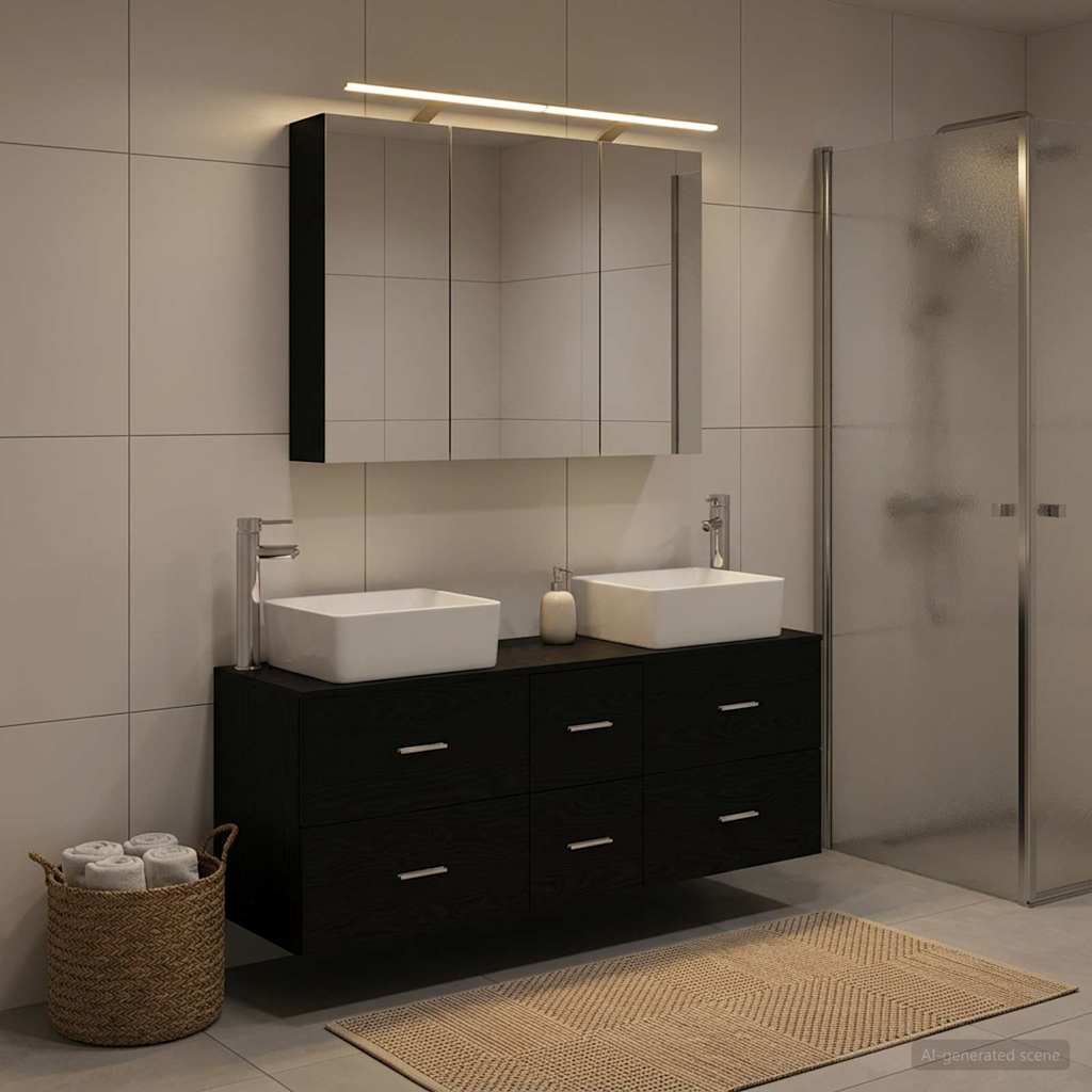 vidaXL Bathroom Furniture Set 4 pcs Black Oak
