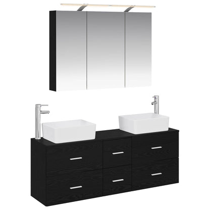 vidaXL Bathroom Furniture Set 4 pcs Black Oak