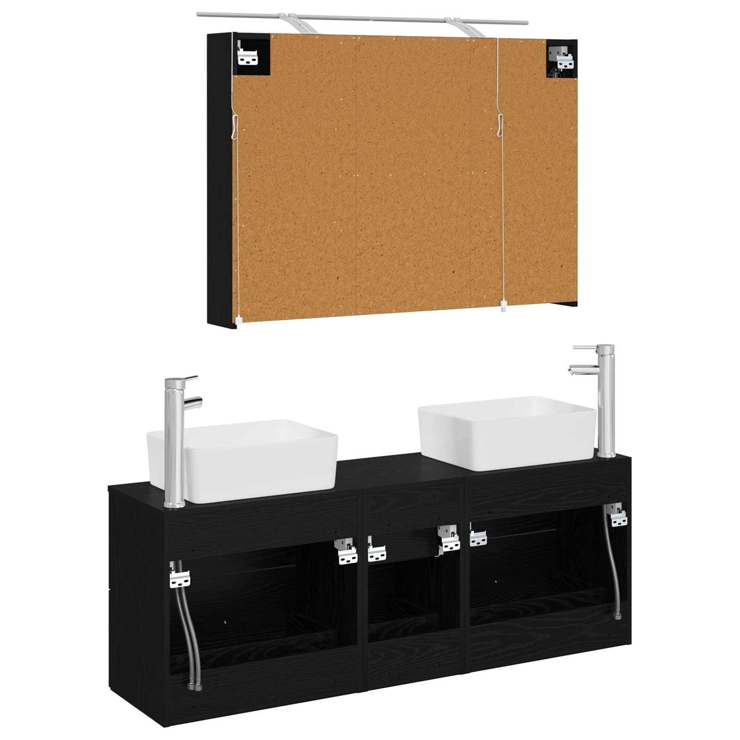 vidaXL Bathroom Furniture Set 4 pcs Black Oak