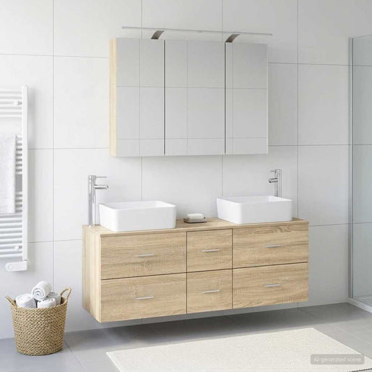 vidaXL Bathroom Furniture Set 4 pcs Sonoma Oak
