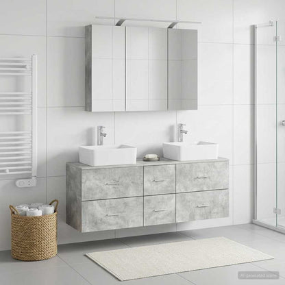 vidaXL Bathroom Furniture Set 4 pcs Concrete Grey