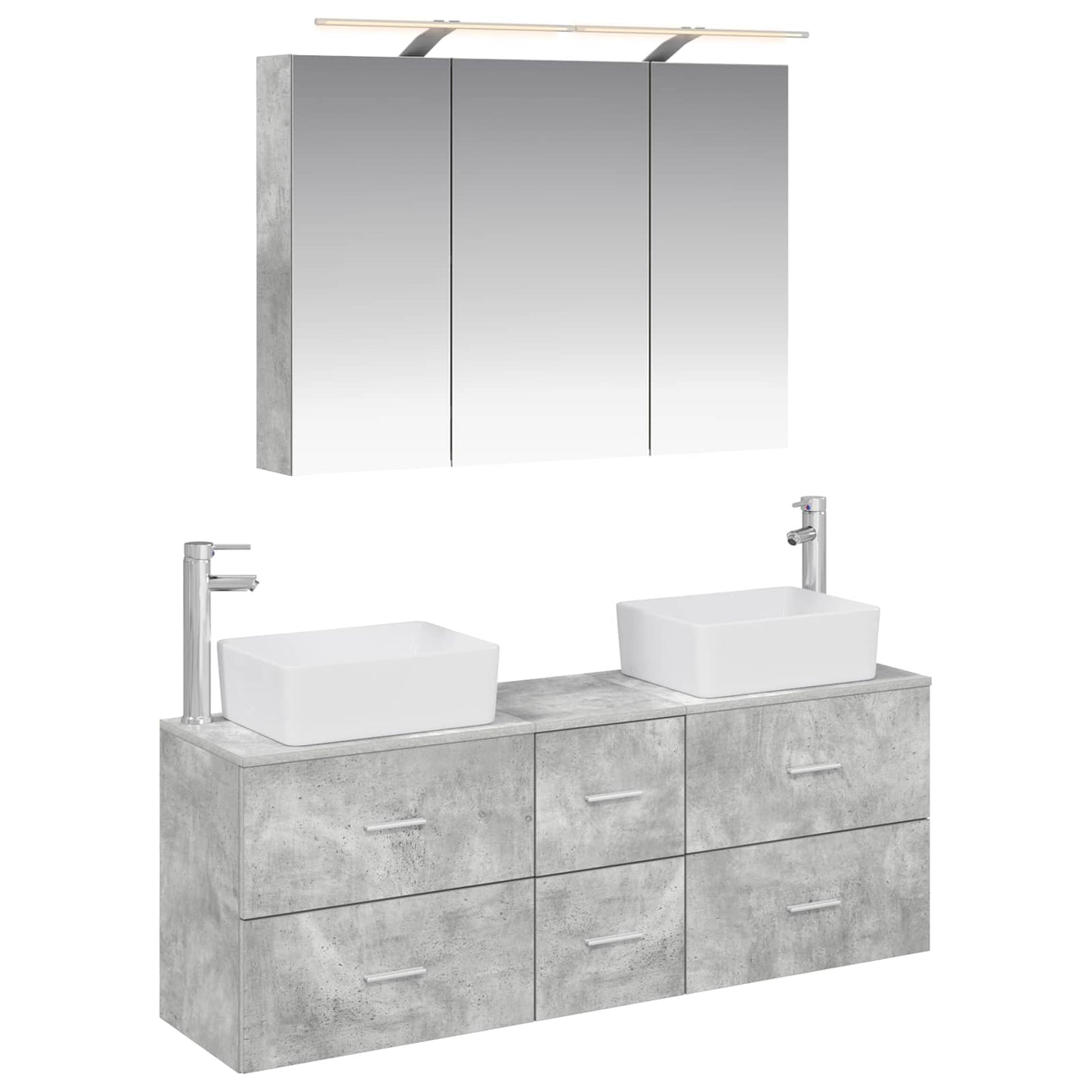 vidaXL Bathroom Furniture Set 4 pcs Concrete Grey