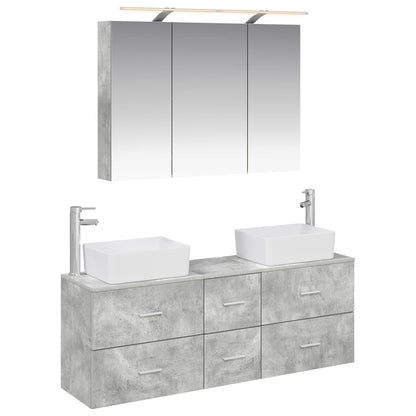 vidaXL Bathroom Furniture Set 4 pcs Concrete Grey