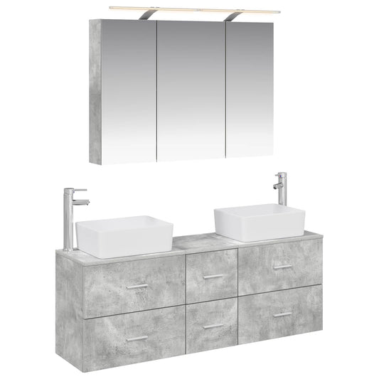 vidaXL Bathroom Furniture Set 4 pcs Concrete Grey
