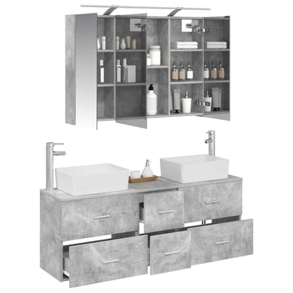vidaXL Bathroom Furniture Set 4 pcs Concrete Grey