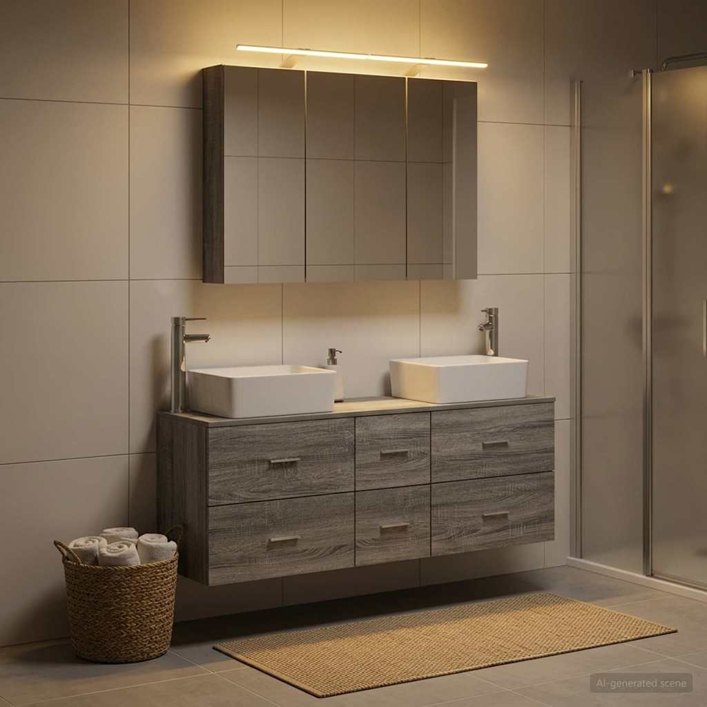 vidaXL Bathroom Furniture Set 4 pcs Grey Sonoma