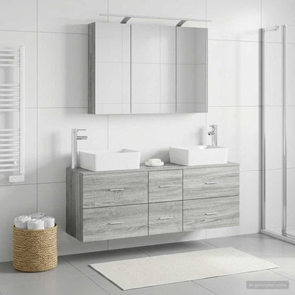 vidaXL Bathroom Furniture Set 4 pcs Grey Sonoma