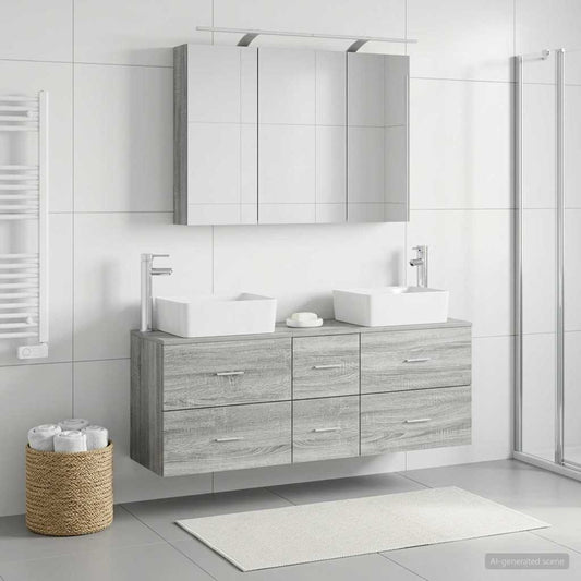 vidaXL Bathroom Furniture Set 4 pcs Grey Sonoma