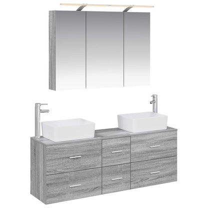vidaXL Bathroom Furniture Set 4 pcs Grey Sonoma