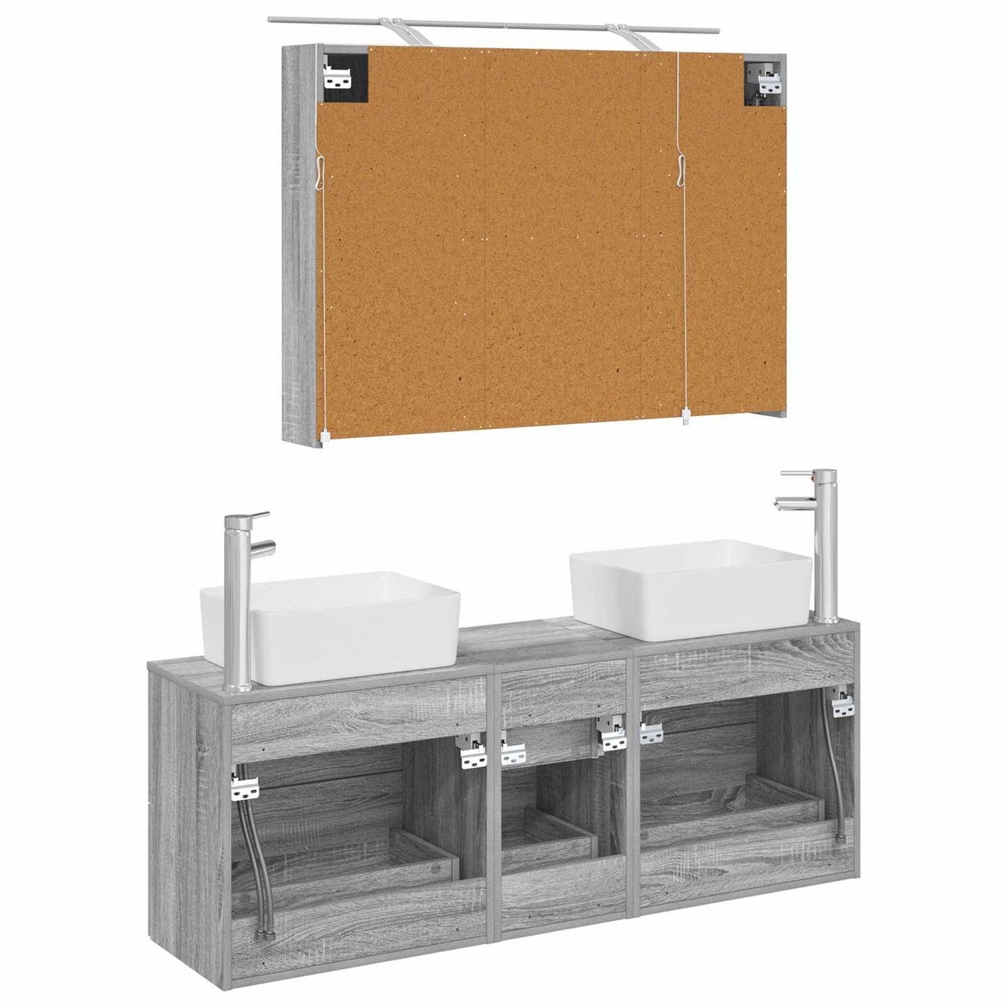 vidaXL Bathroom Furniture Set 4 pcs Grey Sonoma