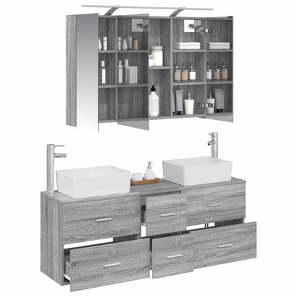 vidaXL Bathroom Furniture Set 4 pcs Grey Sonoma