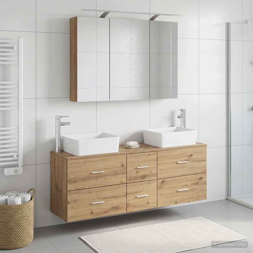 vidaXL Bathroom Furniture Set 4 pcs Artisan Oak
