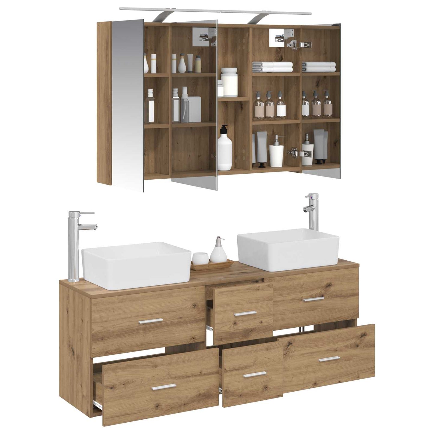 vidaXL Bathroom Furniture Set 4 pcs Artisan Oak