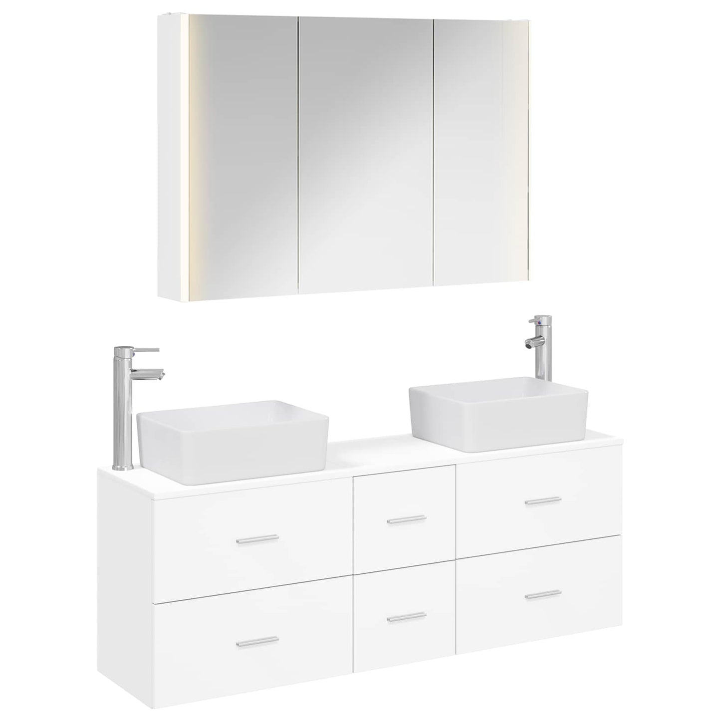 vidaXL Bathroom Furniture Set 4 pcs White Engineered Wood and Glass