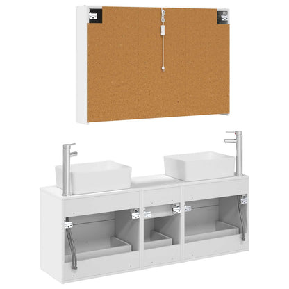 vidaXL Bathroom Furniture Set 4 pcs White Engineered Wood and Glass